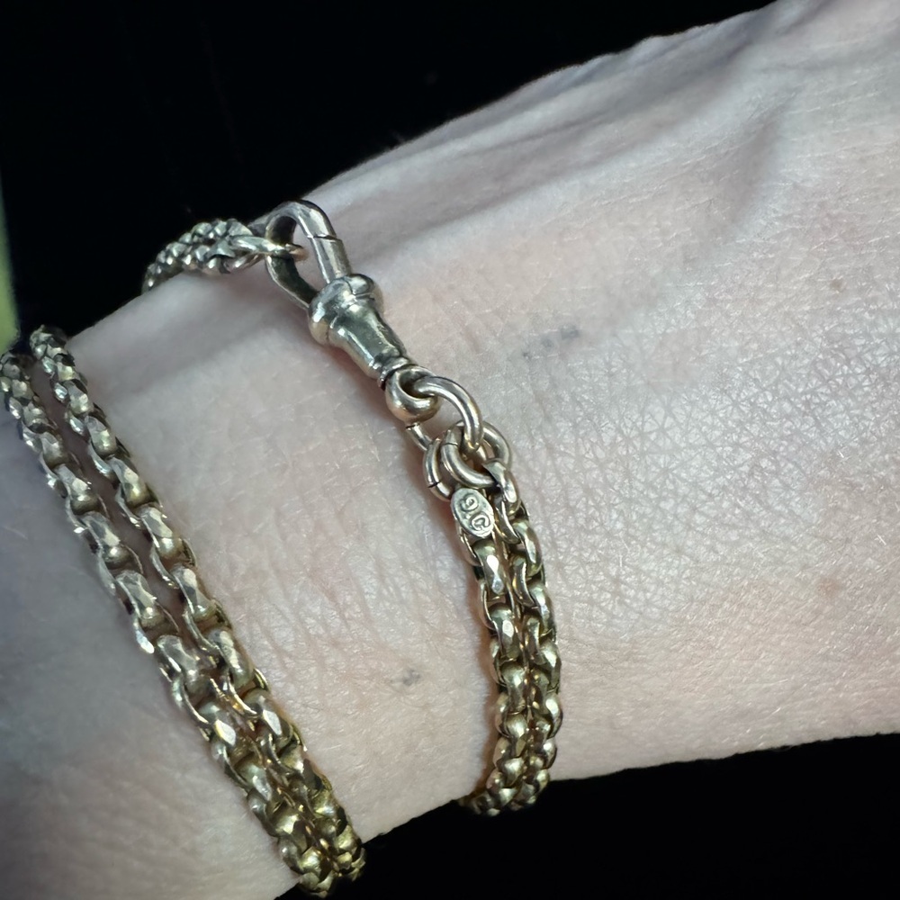 Antique 9ct Yellow Gold Muff Chain Watch Chain Necklace - Picture 6 of 9